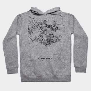 SINGAPORE BLACK CITY STREET MAP ART Hoodie